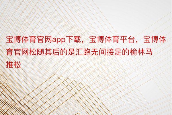 宝博体育官网app下载，宝博体育平台，宝博体育官网松随其后的是汇跑无间接足的榆林马推松