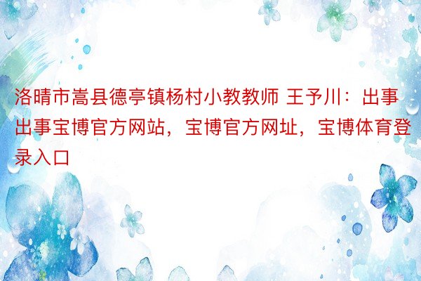 洛晴市嵩县德亭镇杨村小教教师 王予川：出事出事宝博官方网站，宝博官方网址，宝博体育登录入口